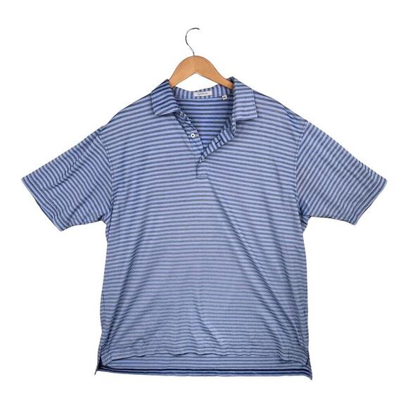 Oliver Ridley Blue Striped Short Sleeve Causal Work Polo Men's Size XL - Picture 1 of 6